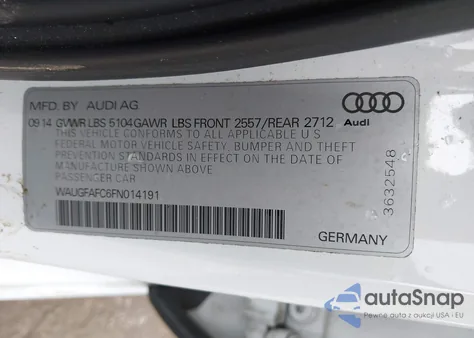 2015 Audi A6 2.0T Premium из США, поврежденный, VIN WAUGFAFC6FN014191